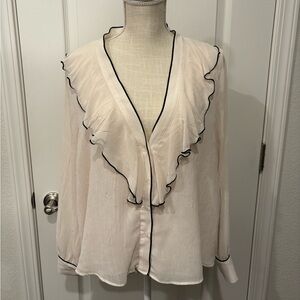 Worn once Elegant Zara Cream Ruffled Women's Top